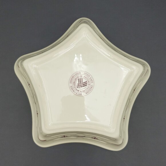 Longaberger Woven Traditions Red Star Shaped Bowl Paprika Casserole Serving Dish - Picture 5 of 7